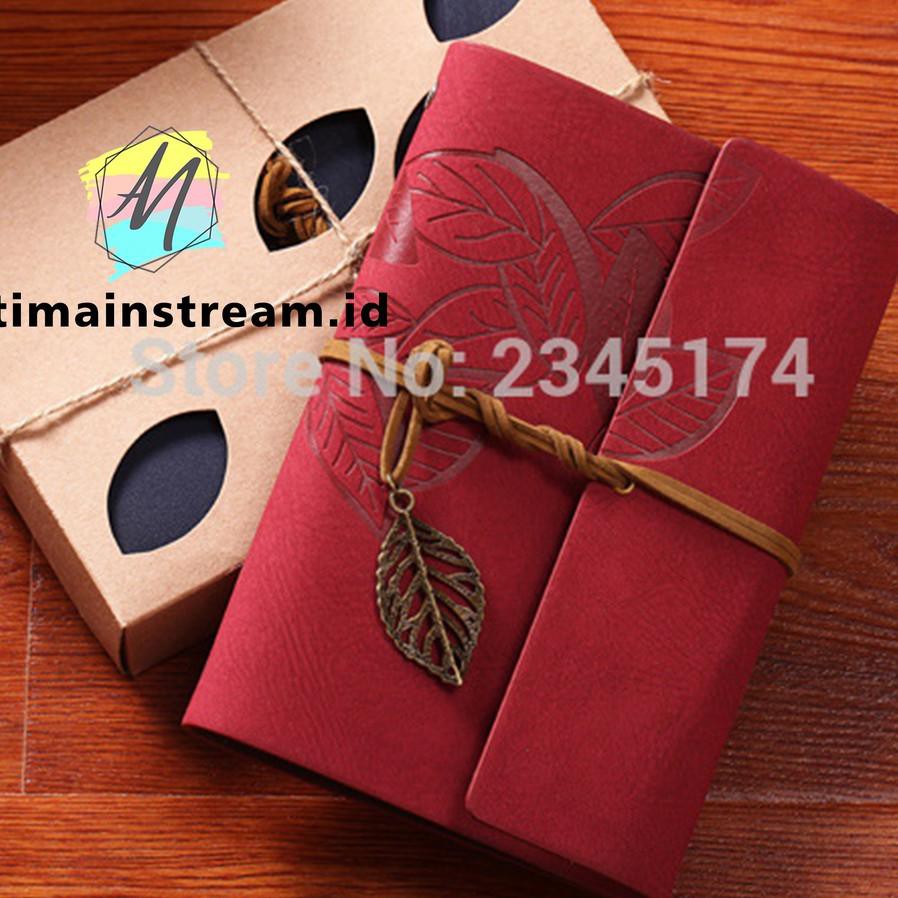 

(gwt-713) Buku Catatan Binder Kulit Retro Leaf A6 - Notebook Agenda Kulit A6 - Binder Vintage A6 ,,