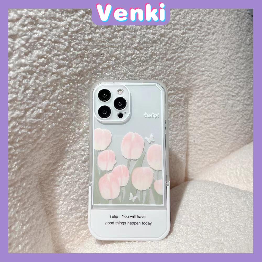 iPhone Case Silicone Soft Case Clear Case Folding Stand Shockproof Protection Camera Tulip Flower Compatible For iPhone 11 iPhone 13 Pro Max iPhone 12 Pro Max iPhone 7Plus xr