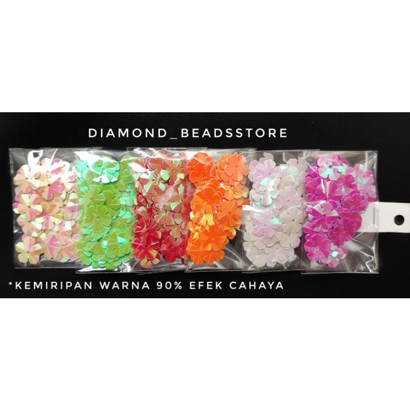 Payet kristal jahit | Payet sequin bunga sakura | 50bj