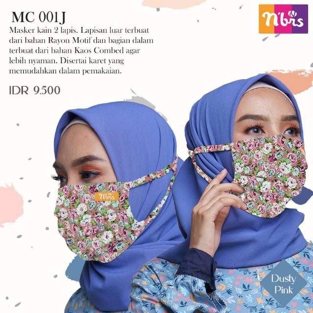 Masker Kain NIBRAS 2 Lapis Full Karet MC 001J - K