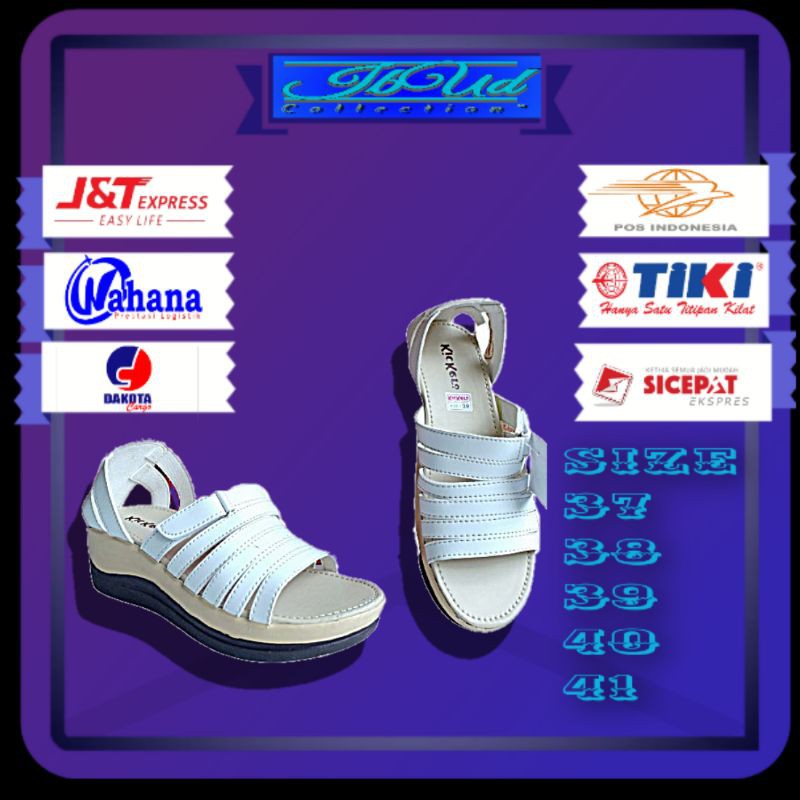 sandal wanita cewek perempuan cantik modis wedges putih N01 Kickers