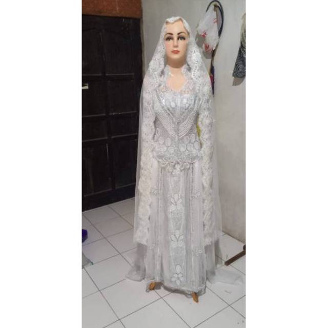 selalu ready gaun Berbie kebaya akad hijab ijab pengantin putih slendang krudung