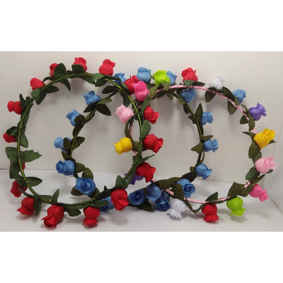 Mahkota Bunga mawar warna warni / Flower Crown Bridal Shower / Bando Bunga