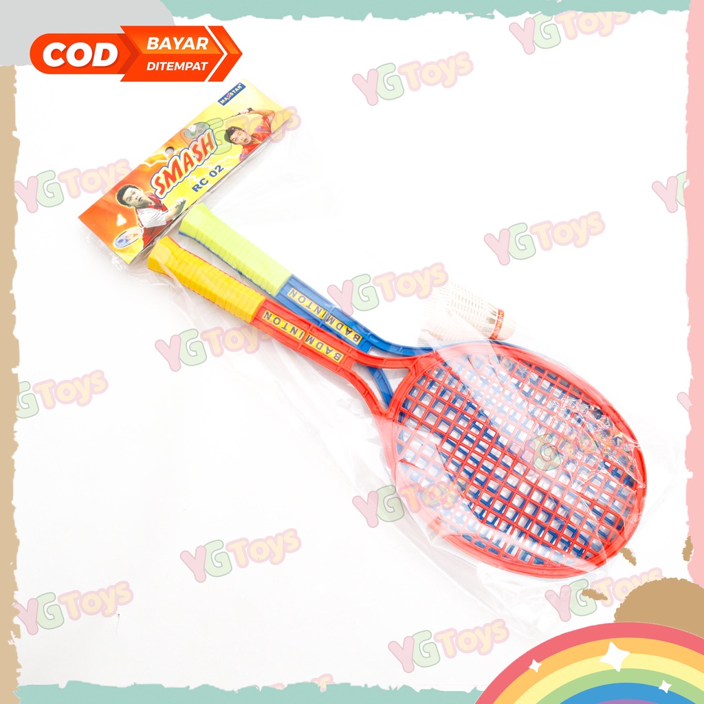 YGtoys Raket Mainan Anak Plastik Isi 2 Raket Badminton Untuk Anak Bulutangkis Bulu Tangkis