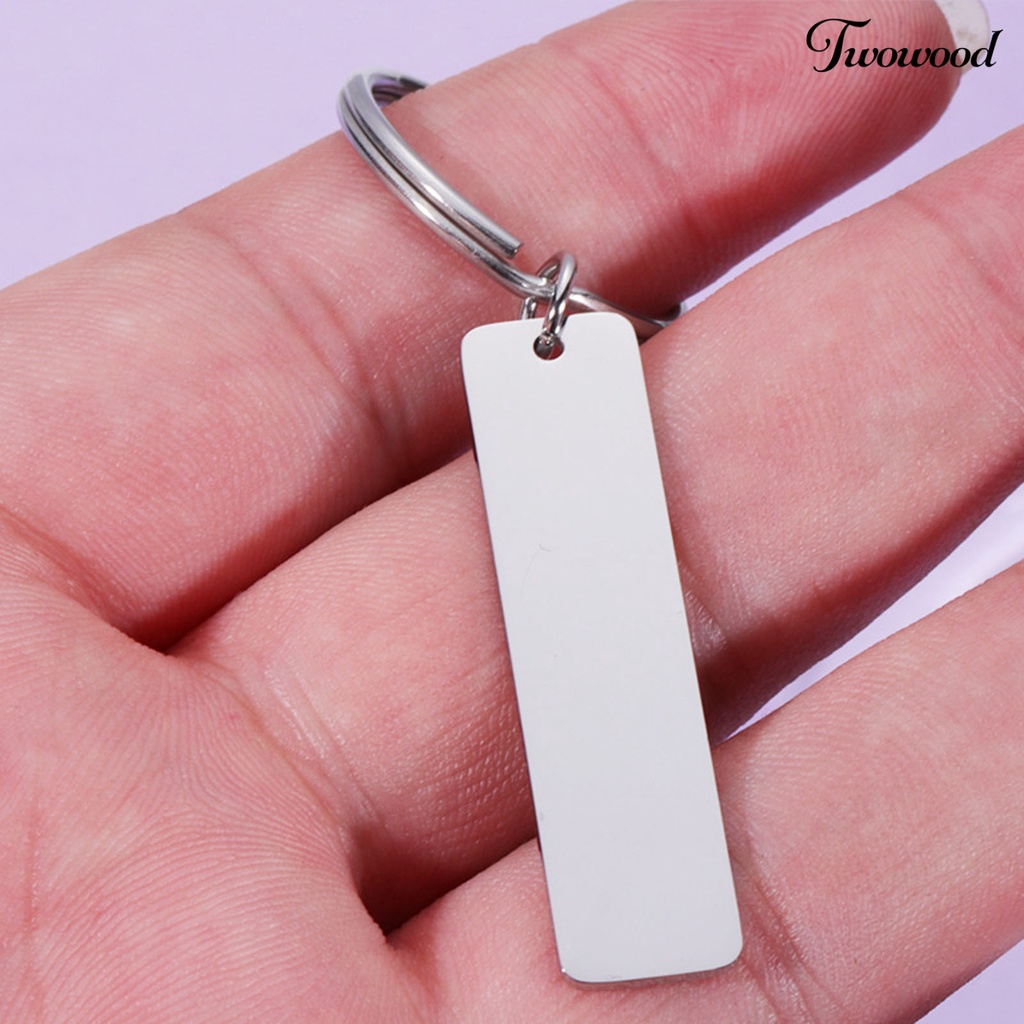 Twowood Strip Bar Key Chain Engravable Mirror Polish Stamping Blank Key Holder for DIY Engraving Name