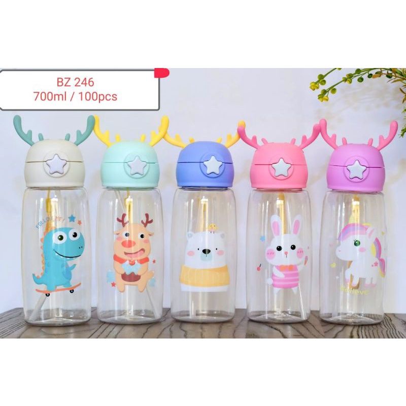 Botol Minum Anak Tanduk Rusa Botol BPA 700 ml[Bonus Bubble Wrap] Botol Anak Lucu Botol minuman anak