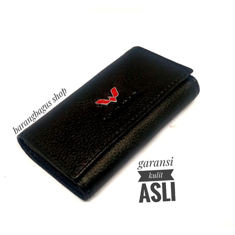 Dompet kulit slot  STNK gantungan kunci + slot uang kertas Mobil logo Wuling (Garansi Kulit Asli)