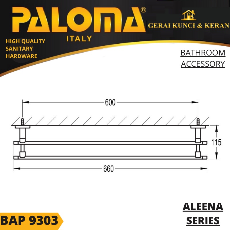 PALOMA BAP 9303 Rak Handuk Baju Gantungan Hanger Dinding Kamar Mandi HITAM BLACK MATTE