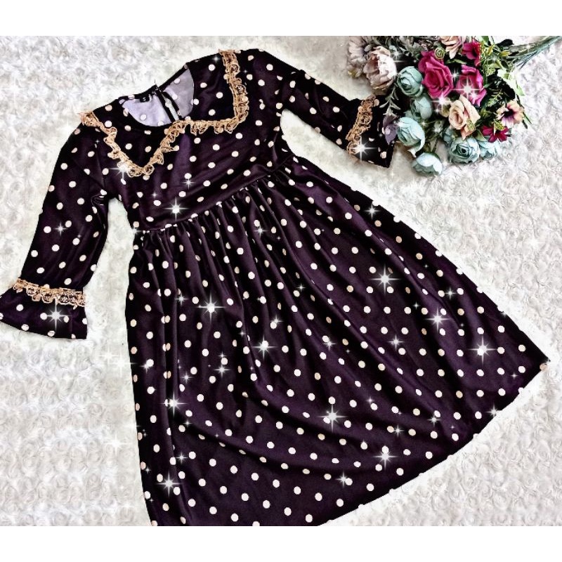 Gamis Set Polka Korean look (termasuk jilbab)