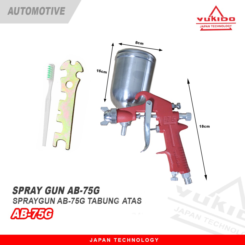 YUKIDO SPRAY GUN tabung atas -semprotan cat spray gun ALAT SEMPROT PAINT KOMPRESOR TERBAIK ORIGINAL DENGAN HASIL YANG HALUS DAN MAKSIMAL