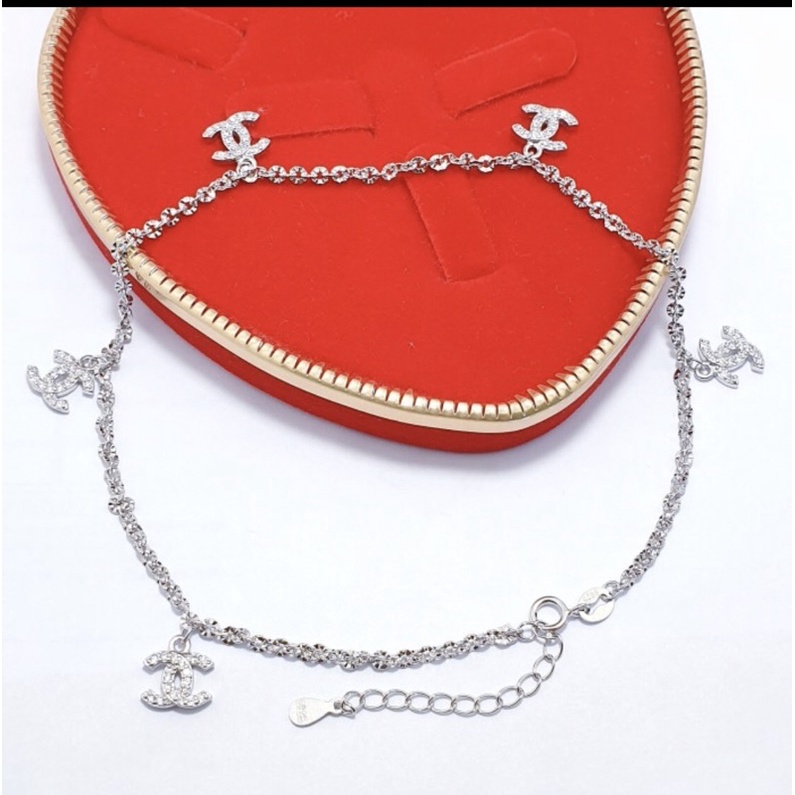 Gelang kaki nori ukir gelang kaki channel gelang kaki perak 925 lapis emas putih