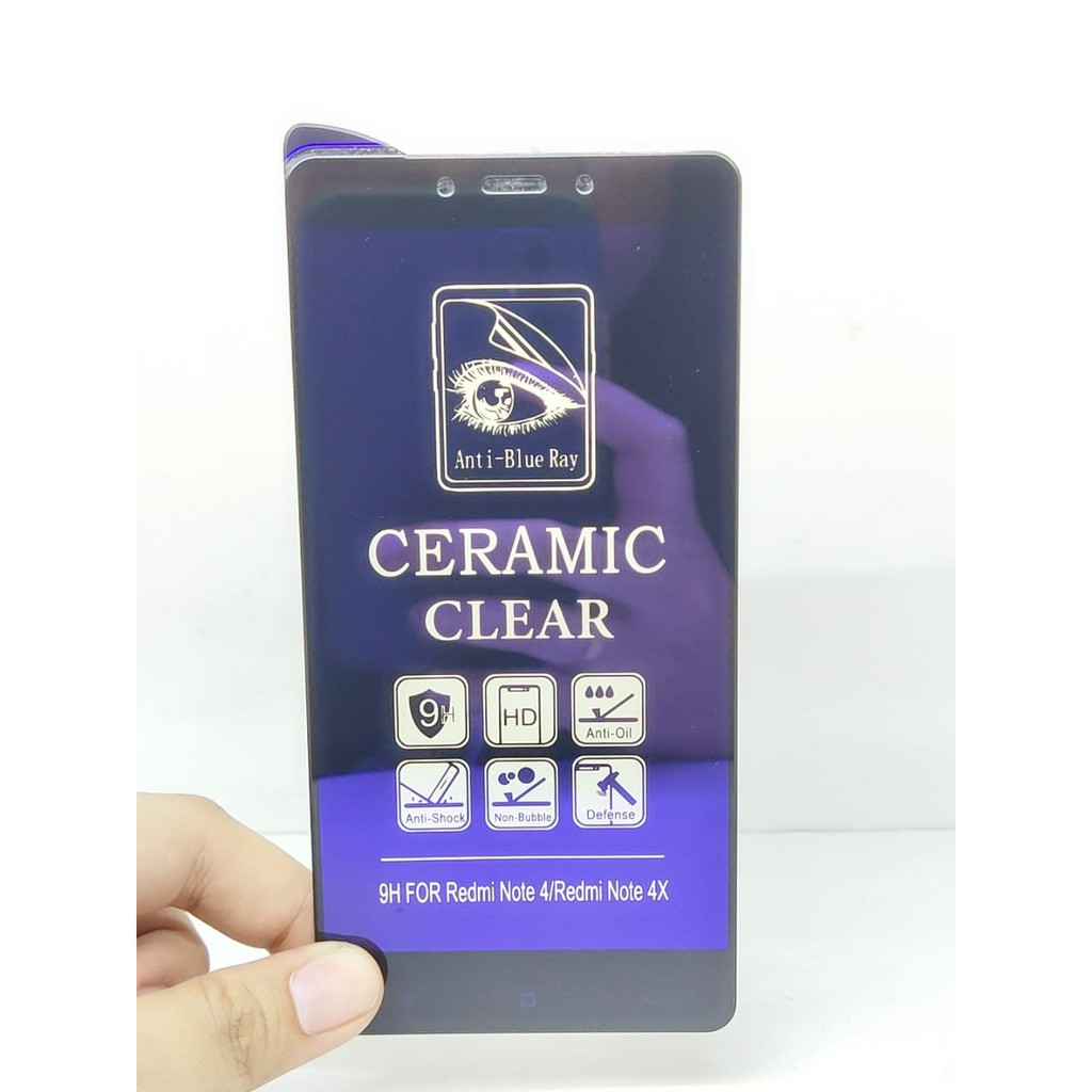 Ceramic CLEAR ANTI BLUE Redmi Note 4 Mediatek 5.5 inch Screen Protector Full Layar Anti Broken