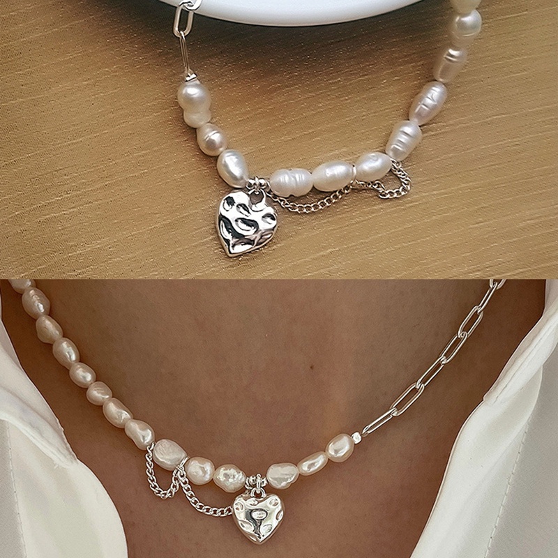 Kalung Klavikula Dengan Liontin Mutiara Imitasi Bentuk Hati Untuk Wanita