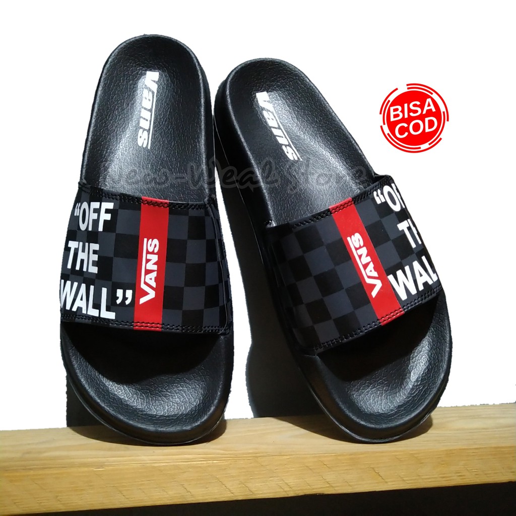 Sendal Slop Marvel  Vans  Black Premium Sandal  Kasual Pria 