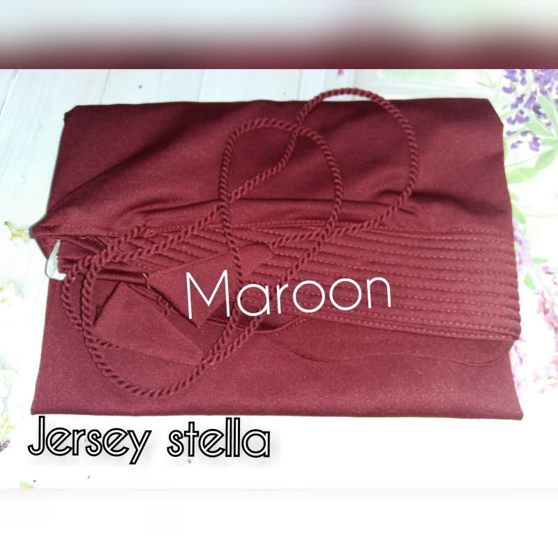 hijab jersey tali tambang/bergo jersey tali kepang/hijab jersey tali kepang/kerudung jersey tambang/hijab tali tambang polos variasi-Maroon jersey stela
