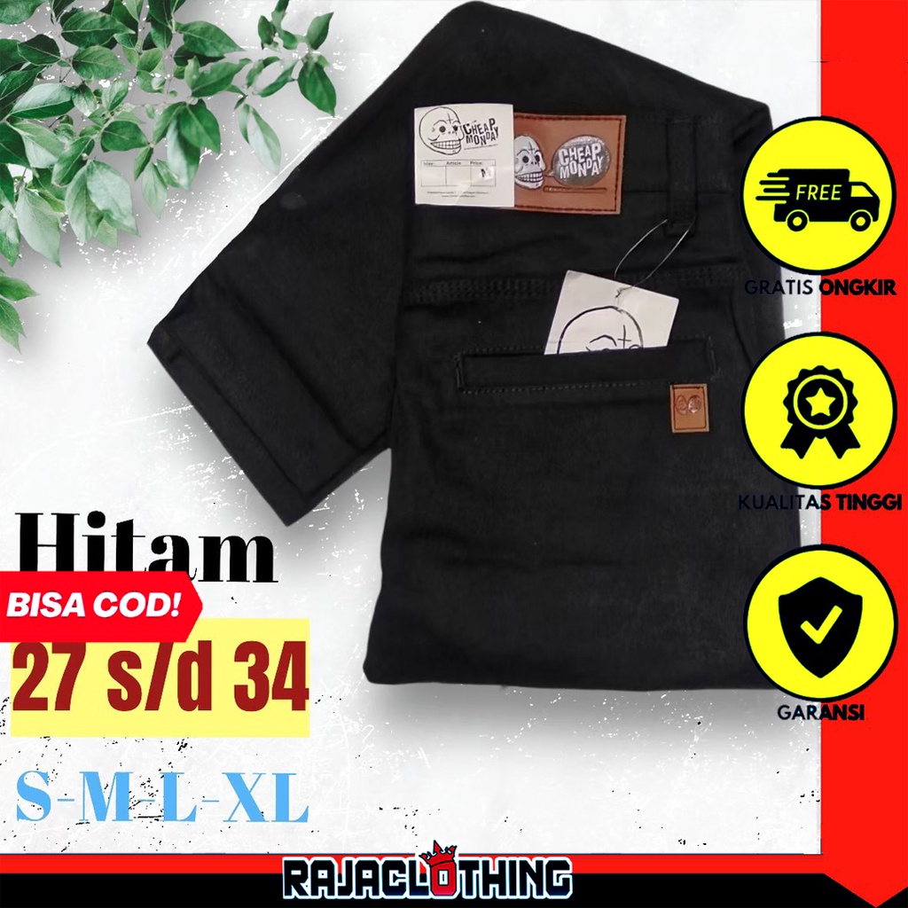 RCL - Celana Jeans Hitam Panjang Pria Slim Fit Saku Bobok Denim S.M.L.XL 27 s/d 34 Big Size Saku Bobok