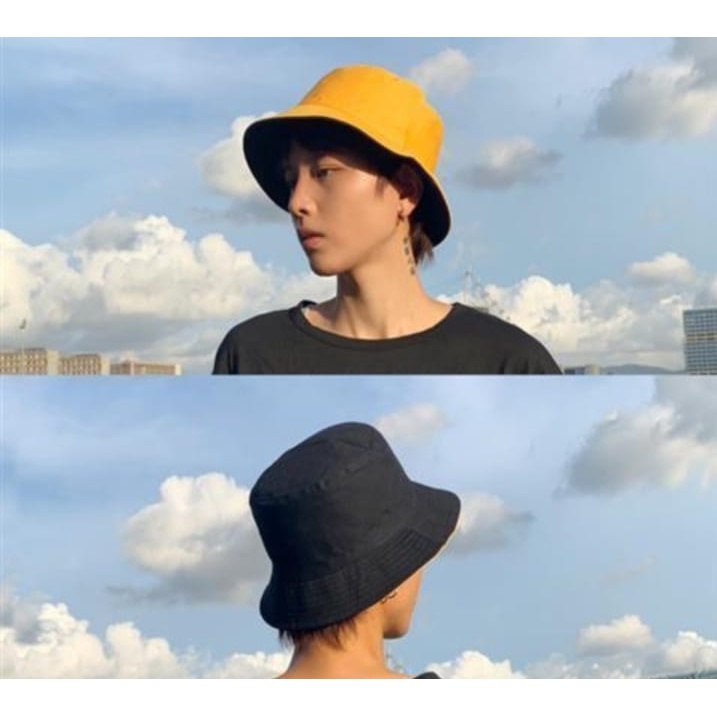 Topi Bucket Hats Polos Pria dan Wanita Bisa Bolak Balik