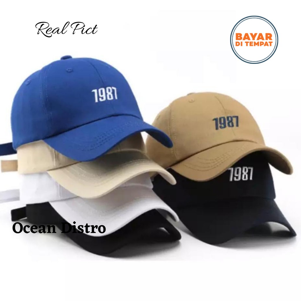 BANTING HARGA  Topi Baseball Bordir 1987 pria Dan Wanita Distro Original Keren 2021 / Topi Baseball Pria Dan Wanita Bordir 1987 / topi pria terlaris dan paling keren 2021 COD