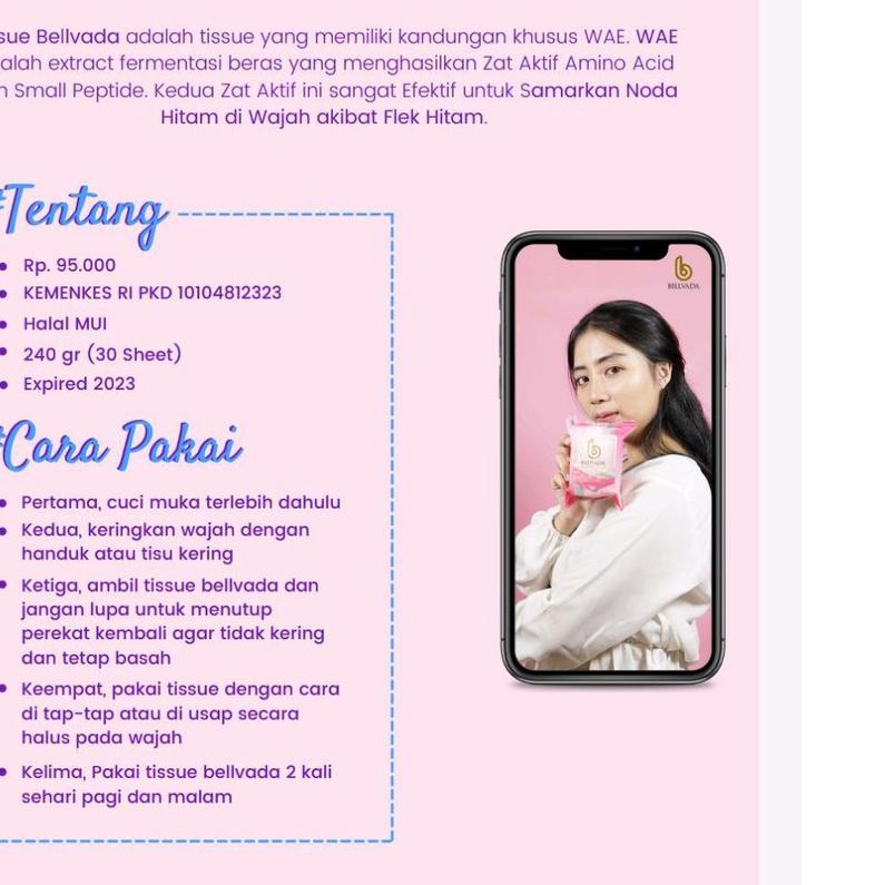 ♥ Bellvada Belvada Tisu Whitening Tissue Skincare / Bellvada Belvada ☛