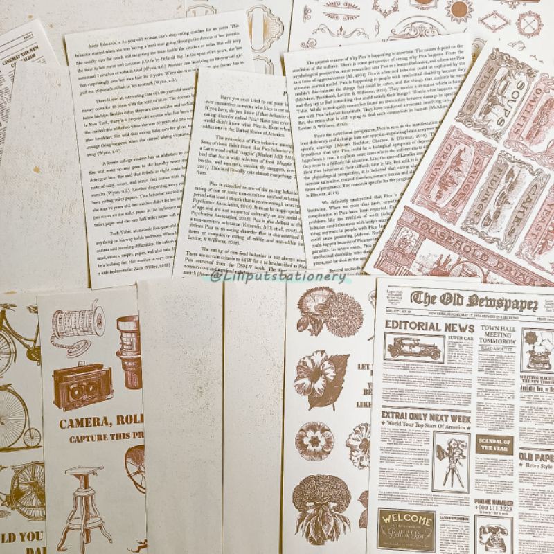 Vintage Bookpaper Pattern A5 - Kertas Vintage/Vintage Paper/Vintage Scrapbook Paper