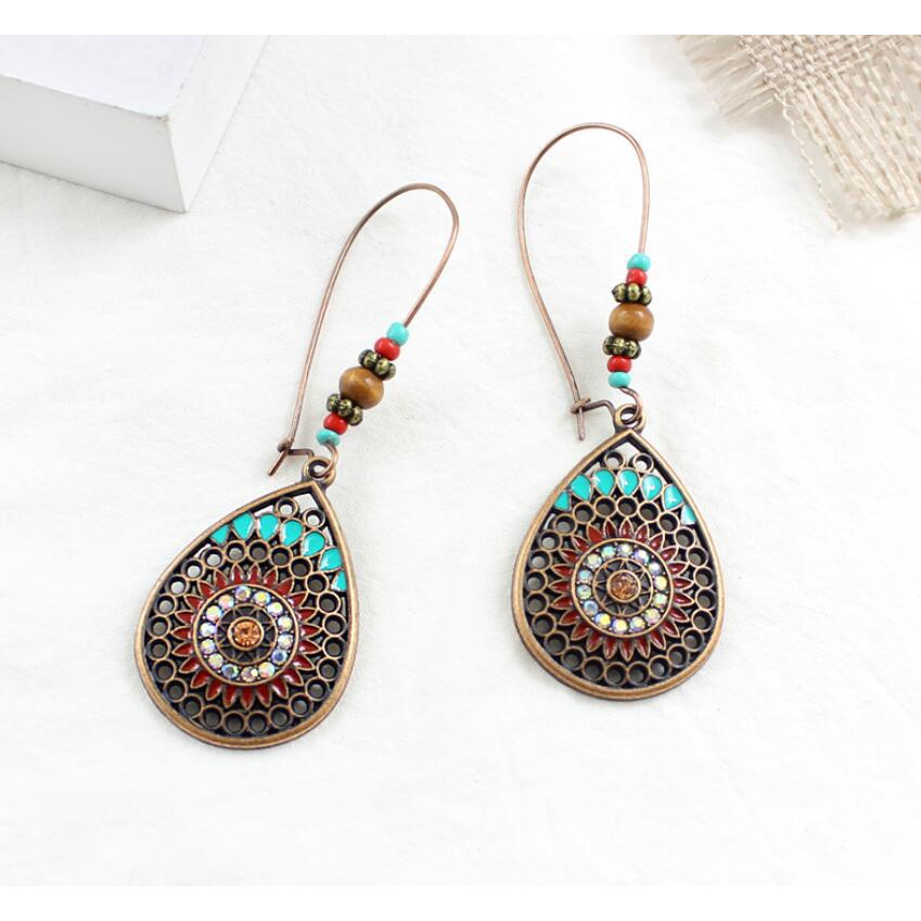 Pribadi fashion retro berbentuk drop anting-anting panjang enamel anting-anting ornamen fashion Baru