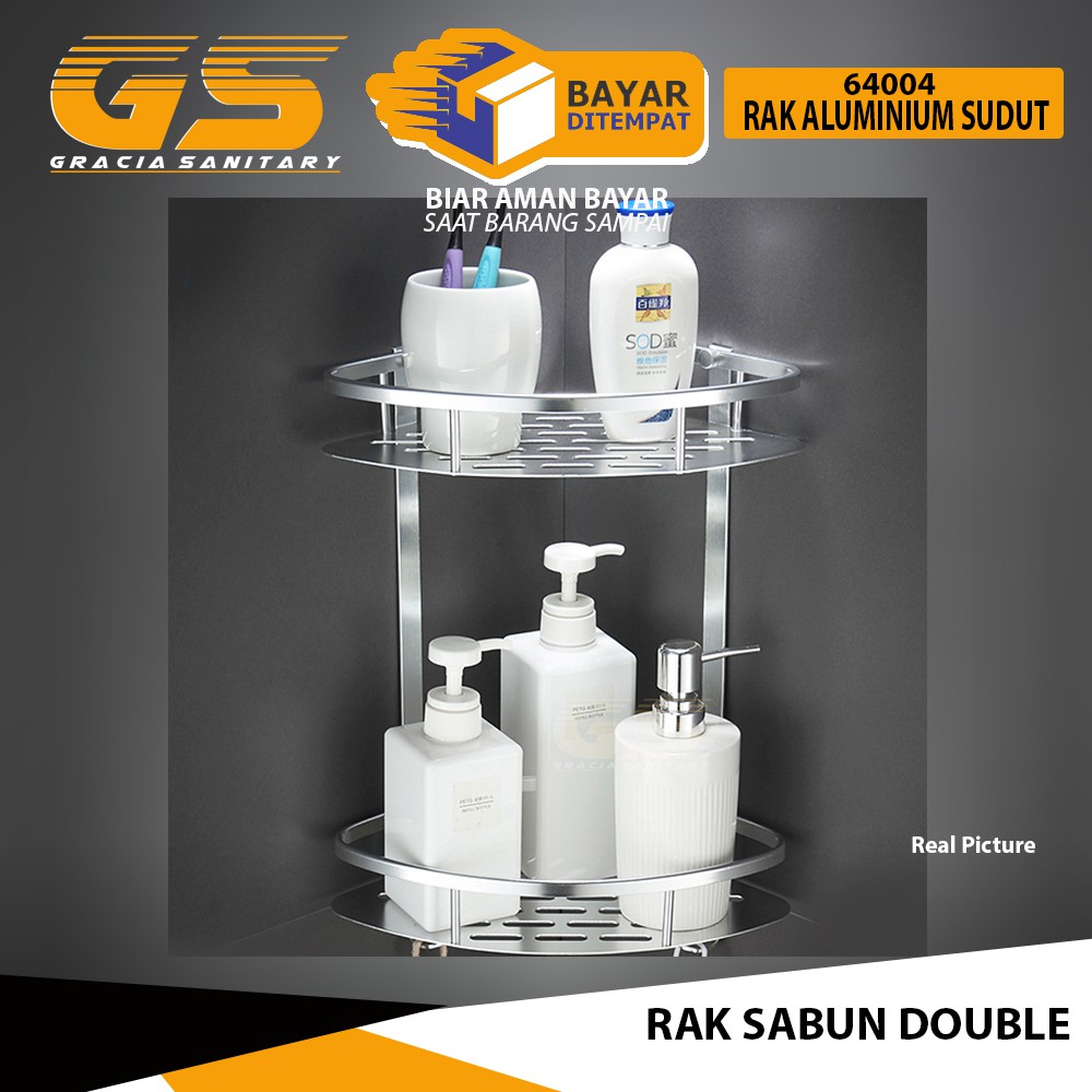 Rak Sabun Tempat Sabun Kamar Mandi Sudut Stainless Double 64004-2