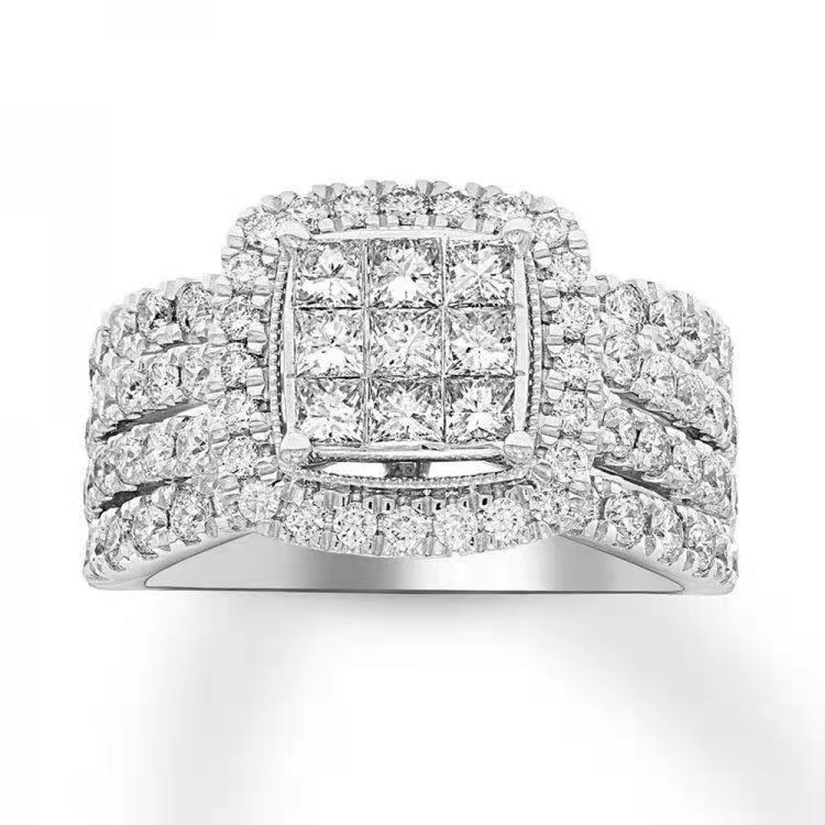 Creative personality fashion square diamond ring European and American jewelry