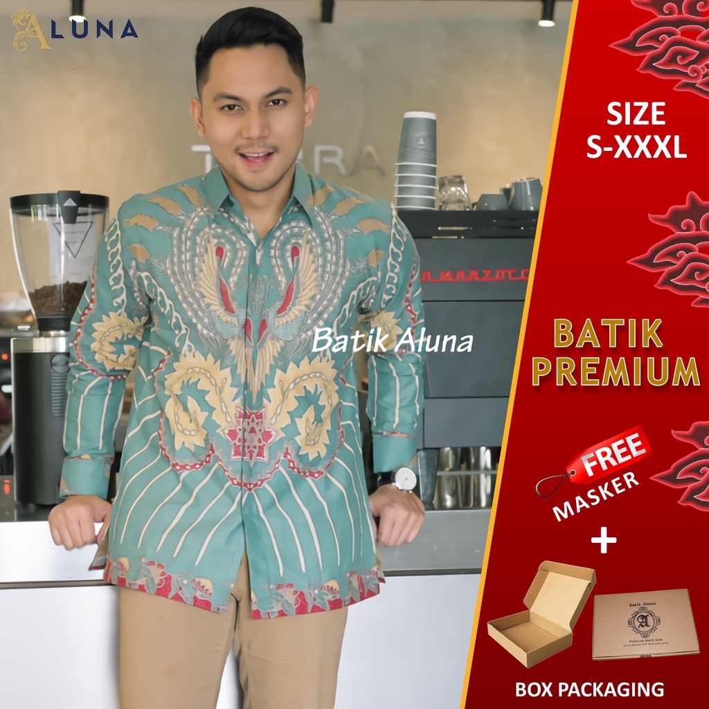 BAJU BATIK PREMIUM PRIA LENGAN PANJANG REGULAR MODERN KEMEJA BATIK KEKINIAN BATIK ALUNA PCW 116