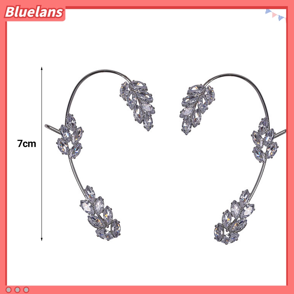 1pc Anting Klip Tanpa Tindik Desain Daun Berkilau Untuk Wanita
