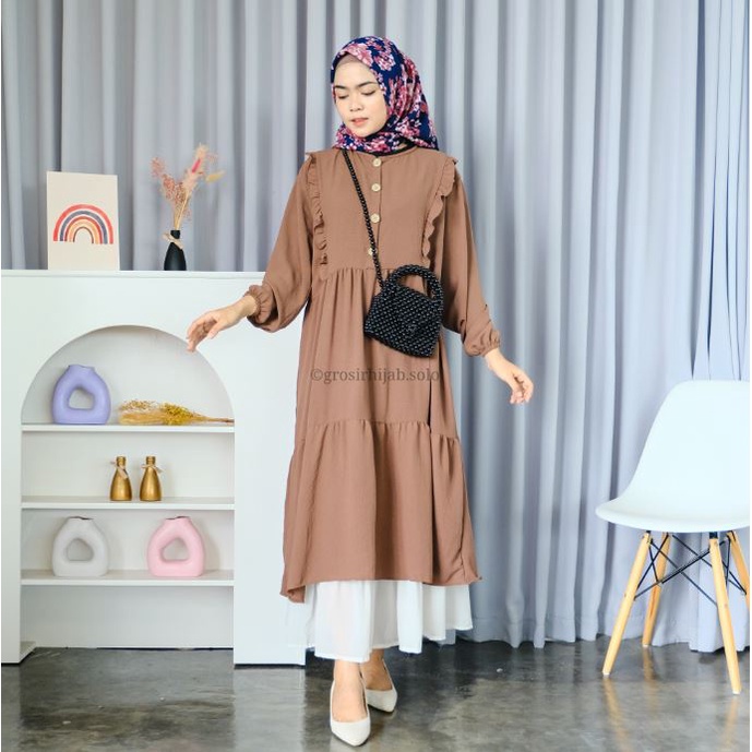 (MGA) GAMIS MIDI DYGTA RUFFLE BUSUI DRESS REMAJA WANITA AIRFLOW