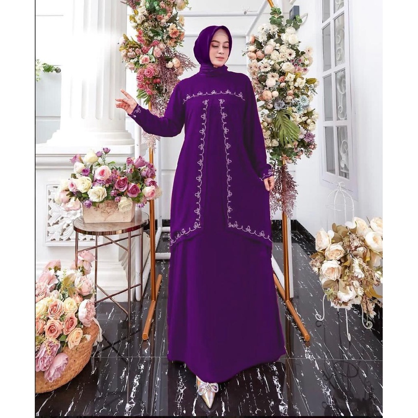 FenishaStore Baju Gamis Muslimah Aludra Maxi Matt Babydoll Terbaru Bisa Bayar Ditempat (COD)