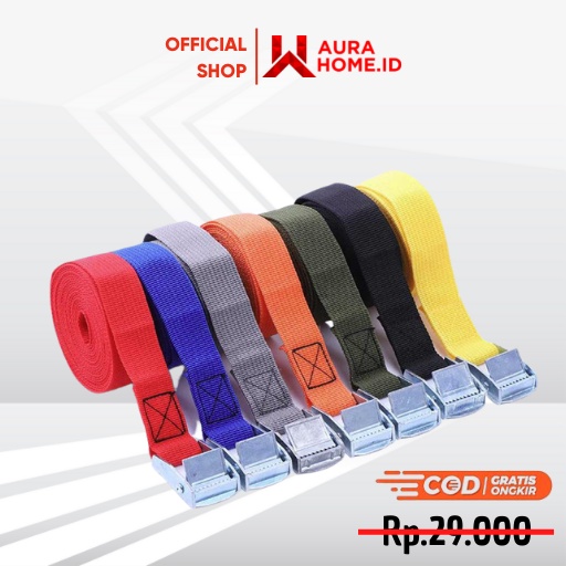 Tali Strap Pengikat Barang Cargo Belt 2 Meter x 2.5 cm / Strap Ikat Tali Sabuk Karet Pengikat Pengai