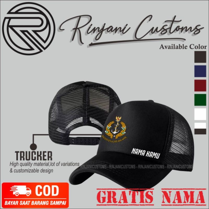 TOPI JARING TNI AL-TOPI TRUCKER TNI AL GRATIS NAMA