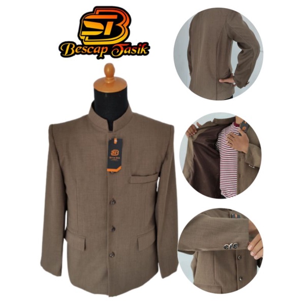 TERBARU Jasko Polos Coklat Milo Motif Saku Depan Jas Koko Pria Original Berkualitas