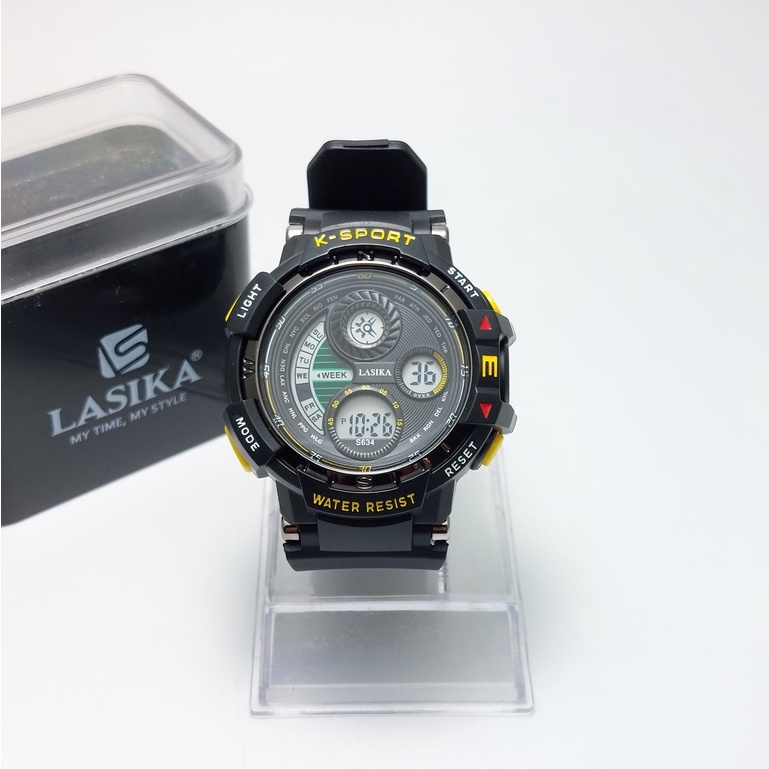 Jam Tangan Digital Rubber | Jam Tangan Pria Hitam Bulat | Jam Tangan Anti Air LASIKA 634