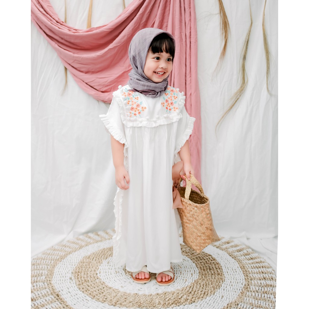 KARIMA KAFTAN | Kaftan anak perempuan | Baju Dress anak | Baju lebaran anak | Kaftan bordir anak | Kaftan Katun Anak | Kaftan anak pom pom | Kaftan anak lengan pendek