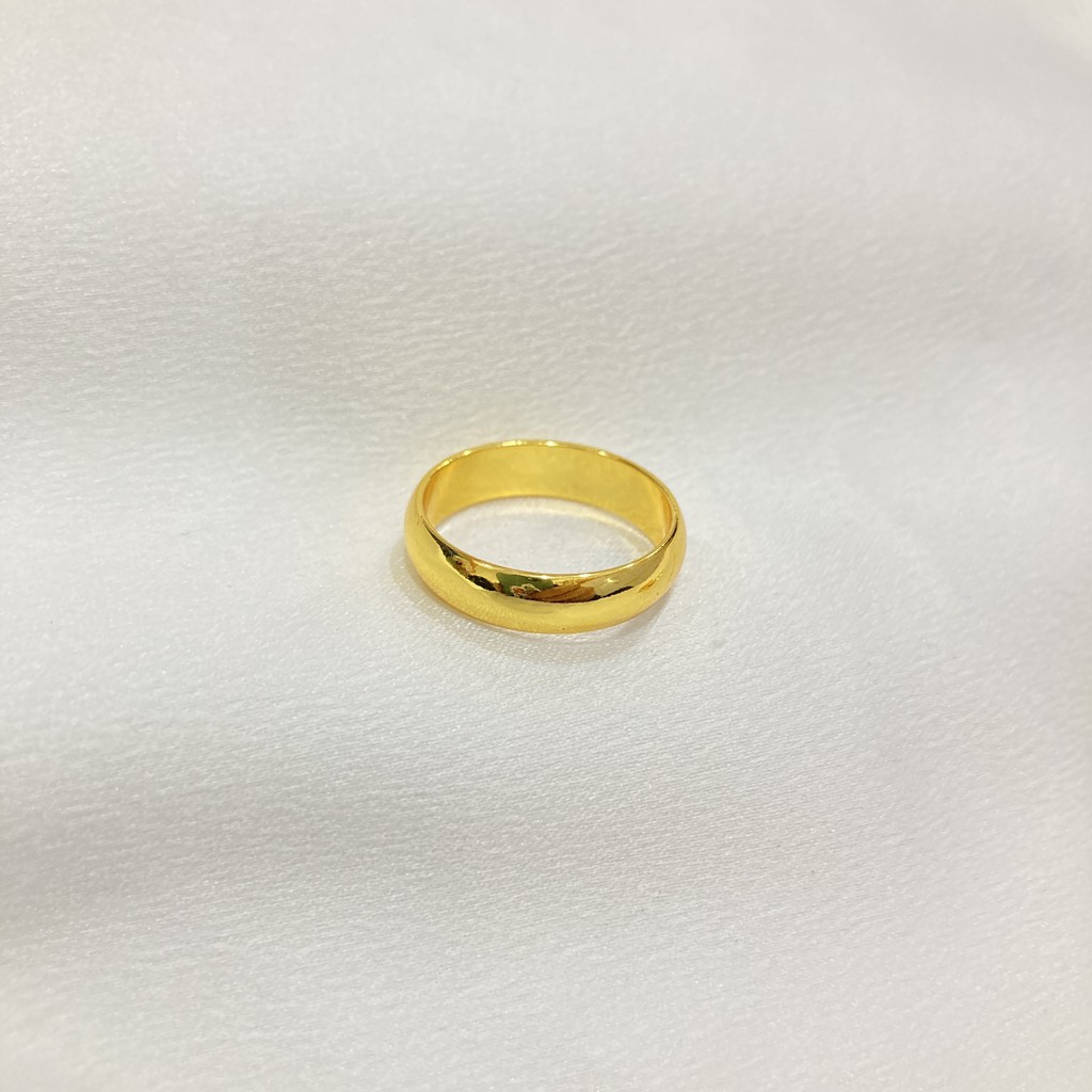 Cincin Polos Warna 24 Karat Lapis Emas Aksesoris Fashion Simple C25#