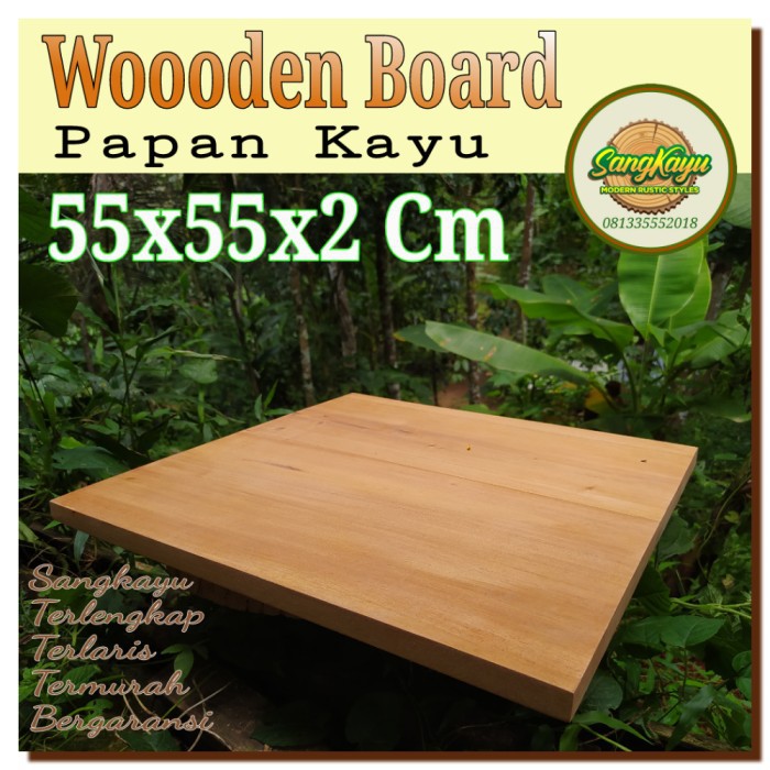 Papan kayu 55x55x2 cm wooden board daun meja nampan kayu talenan tray