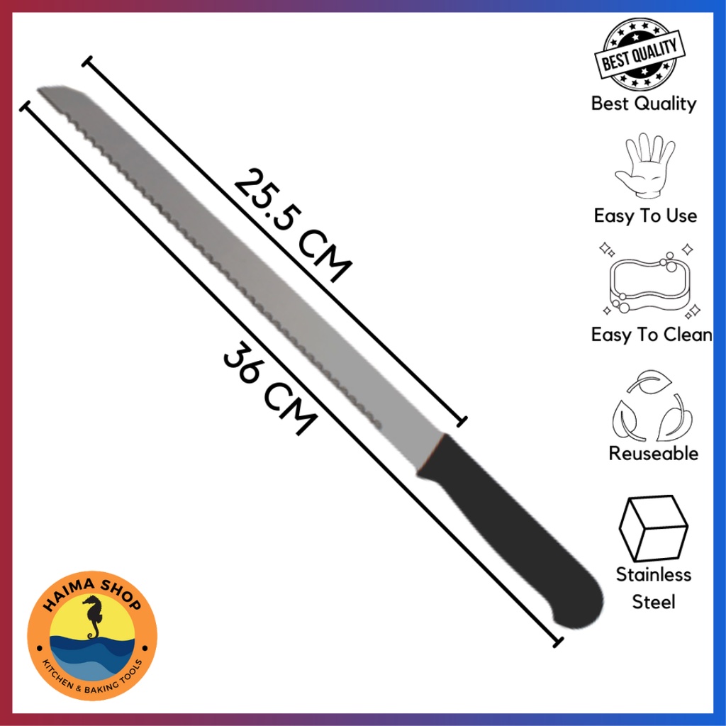 PISAU POTONG ROTI / BOLU / KUE TART / Pisau Roti Stainless Steel panjang kwalitas bagus