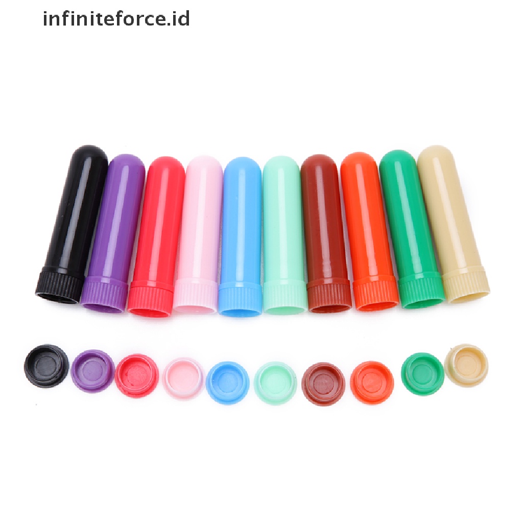 Infiniteforce.id 12pcs Tabung inhaler Kosong Multi Warna Holder Minyak Esensial / Hidung