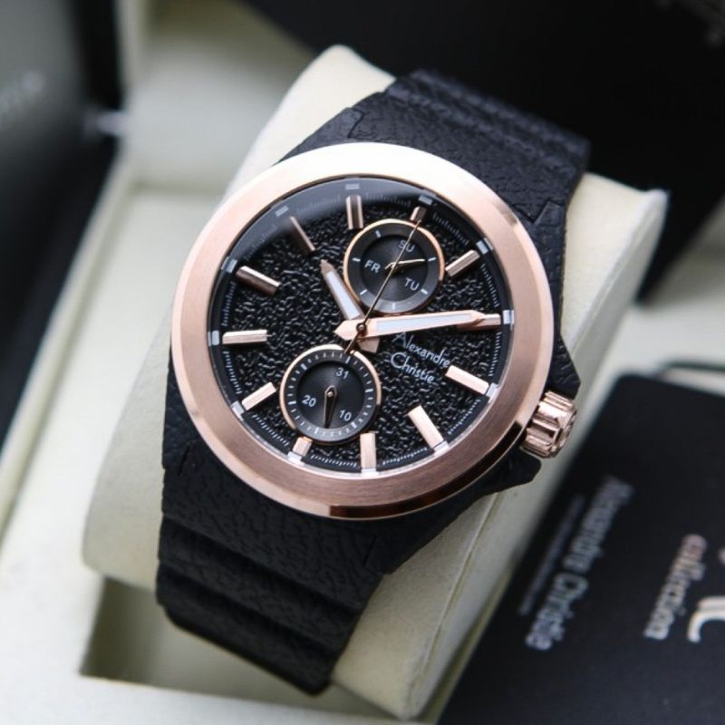 Jam Tangan Pria Alexandre Christie Ac 6585 Mf Rubber Original Fashion Pria