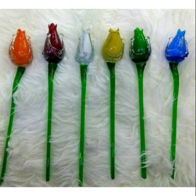 Bunga Tulip 35 cm 1 set isi 6 warna/ Bunga kristal Tulip isi 6