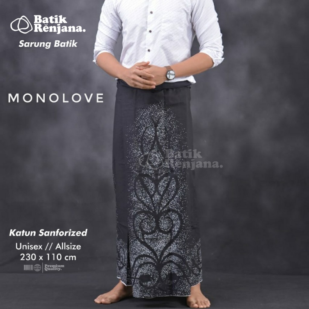 MONOLOVE Sarung Batik Pria Cowok Dewasa Premium Motif Batik Lebaran Asli Solo ALL Size RENJANA