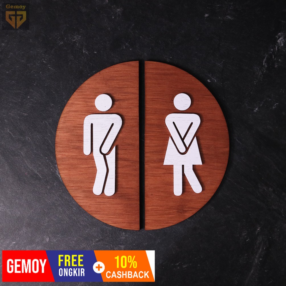 Gemoy BKIS Sign Board Toilet | Papan Sign Kayu | Dekorasi Kayu Toilet SB 01