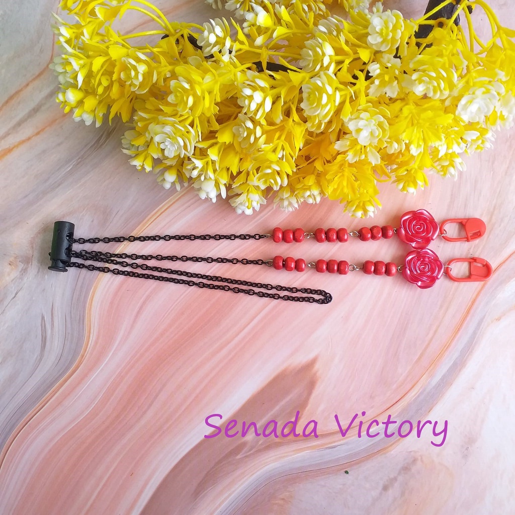 Senada Victory Kalung Masker Mote Kayu Warna 2 in 1 Strap Mask /Konektor Masker Aksesoris Wanita SKM010