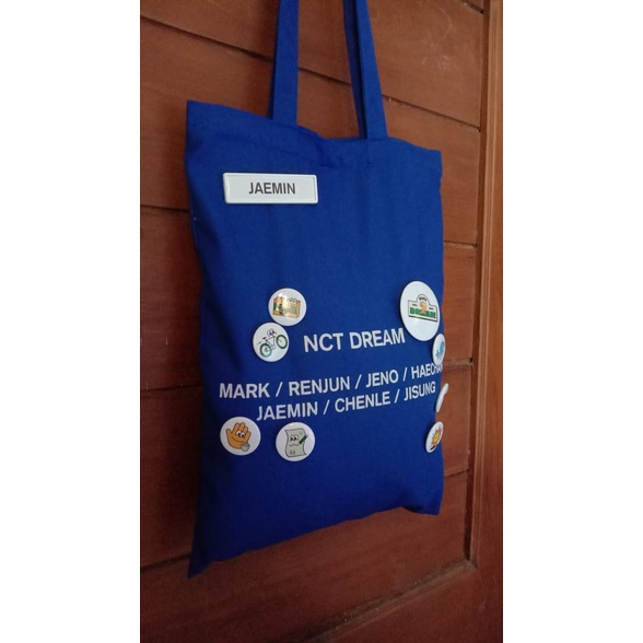 NCT Tote Bag dan Pin Button Set NCT Cafe 7 Dream | Nct Fankit | Fankit NCT | Tas NCT | Pin NCT