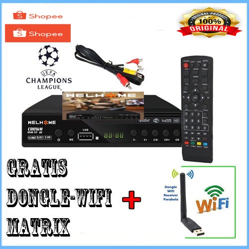 SET TOP BOX TV DIGITAL WELHOME  DVBT2 FREE DONGLE WIFFI MATRIX