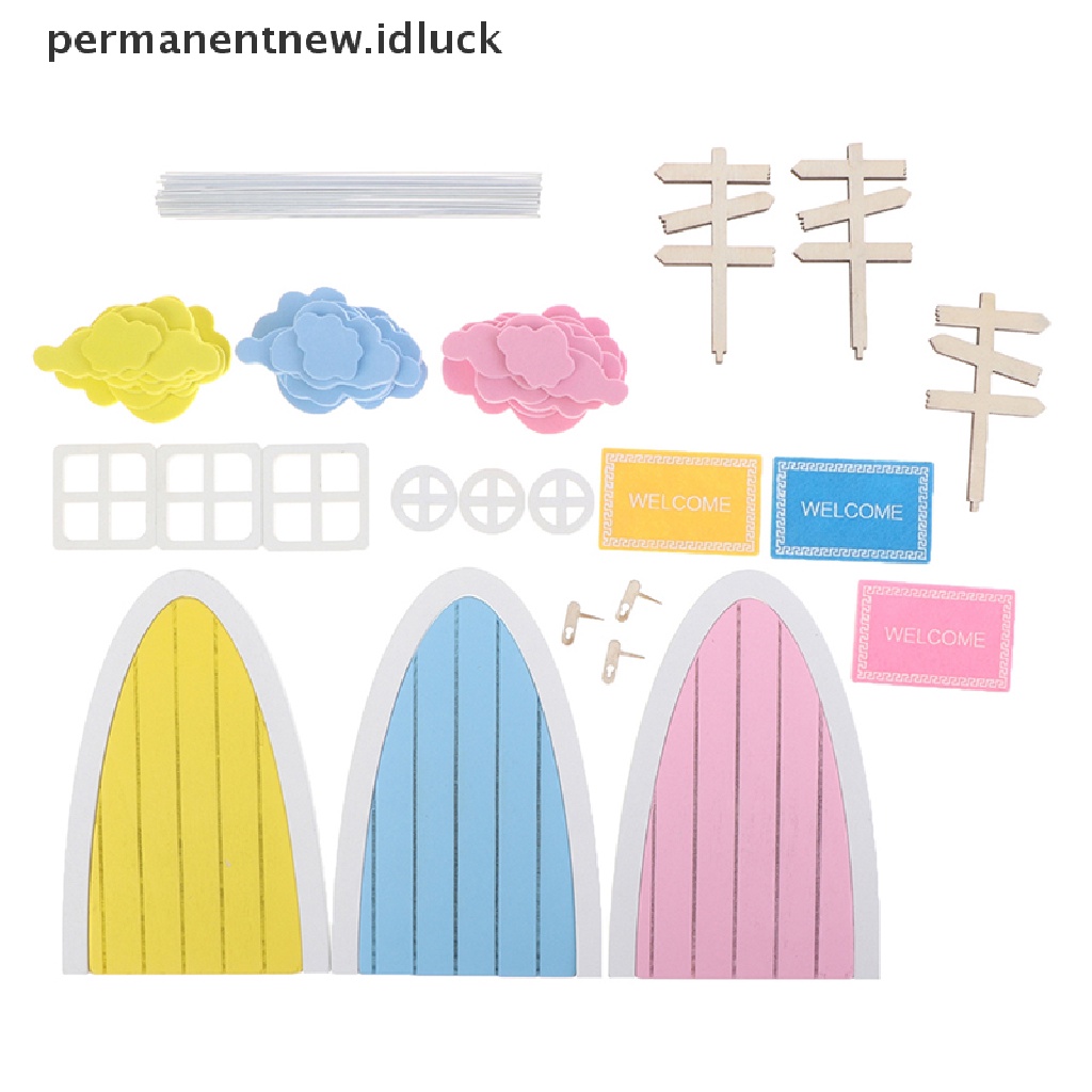 Luckypermanent 1 Set Miniatur Pintu / Jendela Rumah Boneka Peri Skala 1: 12