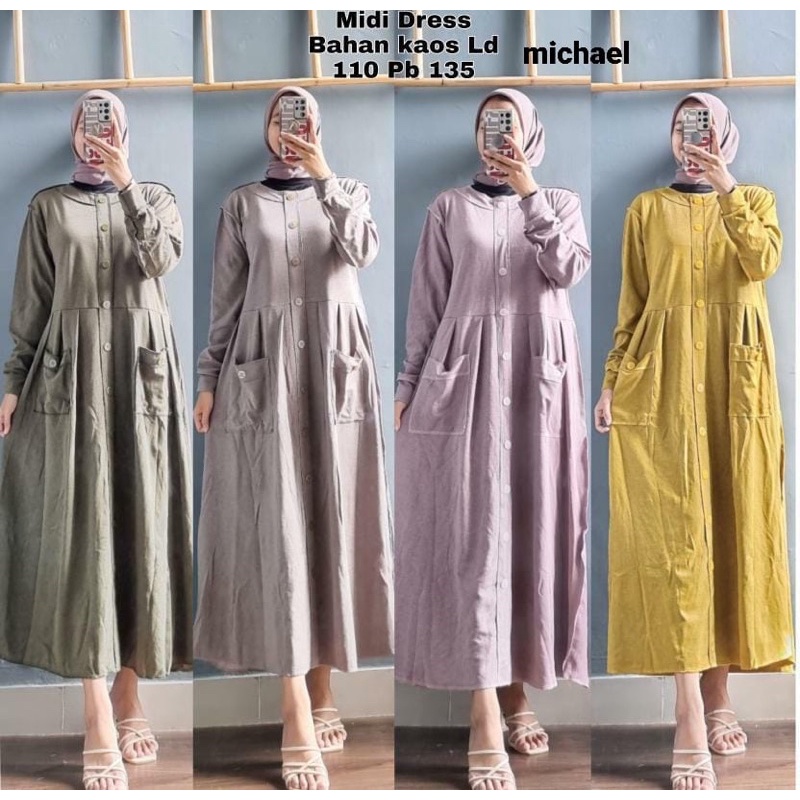 GAMIS MIDI DRESS BAHAN KAOS MICHAEL