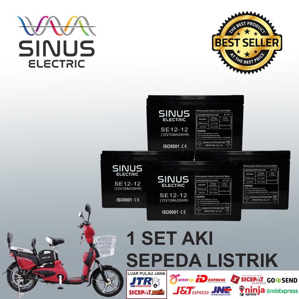 Aki Sepeda Listrik SELIS 1 paket 12V 12Ah Aki VRLA SINUS 12-18